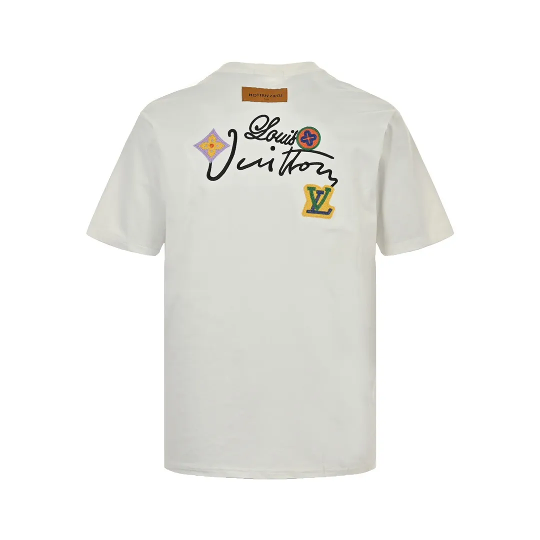 Louis Vuitton/Louis Vuitton floral letter embroidered short sleeves